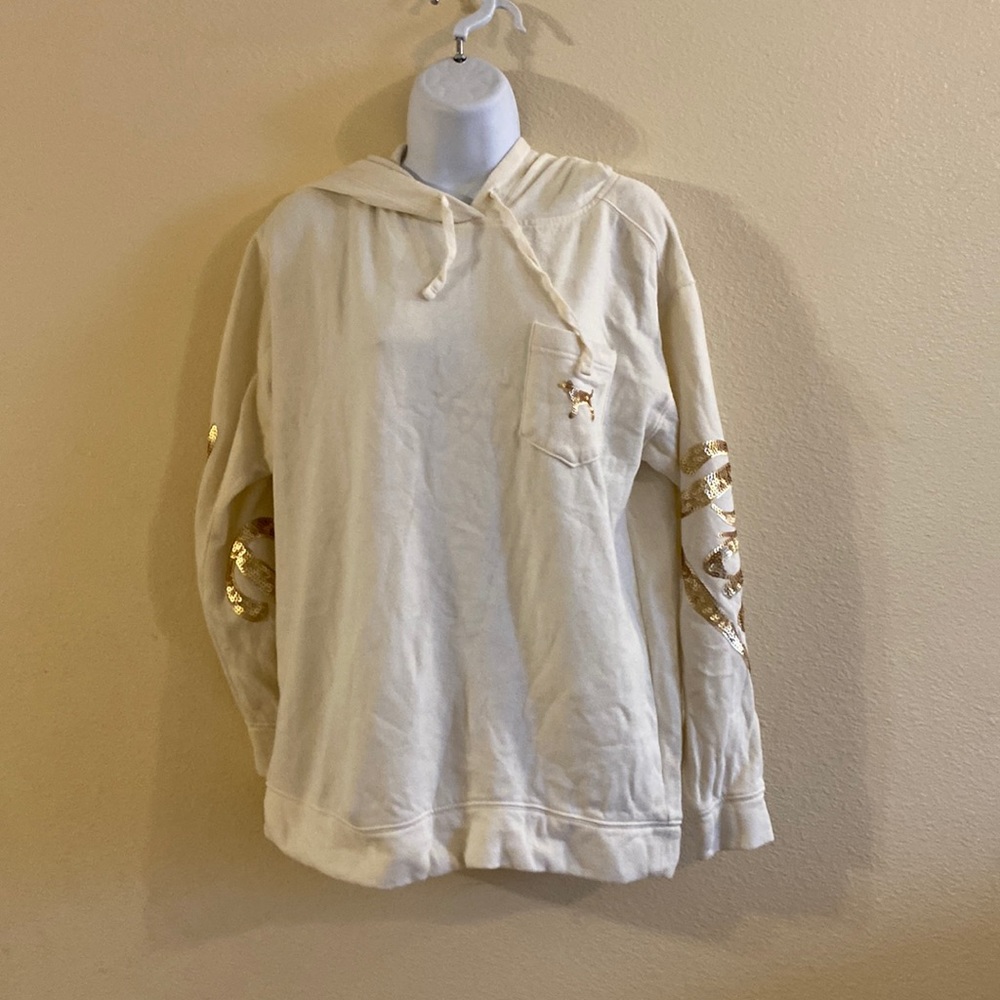 Pink hoodie gold and cream sz- XS